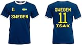 Schweden Isak Herren Retro Shirt EM 2020 Trikot Look Style Shirt 11 Dunkelblau L