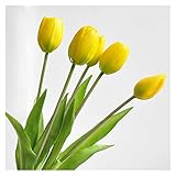 DXM Künstliche Blumen, hochwertige künstliche weiche Gummi-Tulpen, Bunte Tulpen für Hochzeit, Zuhause, und Hotel Hochzeitsdekoration Blumen (gelb) (Color : Yellow)