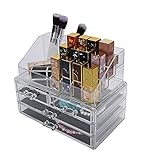 ZALJ Lippenstifthalter Organizer, Make-up-Schubladenhalter Dreischichtiges Multifunktions-transparentes Acryl mit 4 Schubladen für Kosmetik für Anfäng