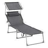 XXL Sonnenliege Gartenliege verstellbar Liegestuhl Campingliege klappbar Liege ZeoTioo (Color : Anthrazit -GCB22GYV2)