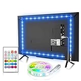 BASON Led TV Hintergrundbeleuchtung, 13.09ft/399cm USB LED Streifen RGB, DIY 4096 Farben Led Strip mit 24 Tasten Fernbedienung, Led Beleuchtung für 60-70 Zoll TV/Wandhalterung Cinema Dek