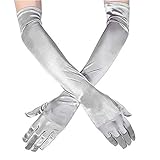 WSTYCSST Frauen Langfingerhandschuhe Ellenbogen Stretch Satin Party Opernk