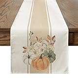 Artoid Mode Aquarell Kürbisse Streifen Herbst Tischläufer, Ernte Vintage Bauernhaus Waschbar Modern Küche Esstisch Dekoration für drinnen und draußen Urlaub Party Wohnzimmer Dekor 40 x 140