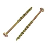 100 Stück Spanplattenschrauben 6,0 x 120 Torx | Teilgewinde - gelb verzinkt | Flachsenkopf | Universalschraube | Schraub