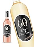 JoliCoon 60. Geburtstag Flaschenetikett - Perlmuttlack veredelt - 8,5x12cm - Happy Birthday 60