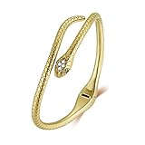 Qings Armreif Schlange Armband Gold Offen Schlangen Armspange Damen Snake Bracelet Personalisiertes Schlange Schmuck Geschenk für Frauen H