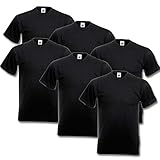 Fruit of the Loom 6 T Shirts V-Neck Schwarz M L XL XXL V-Ausschnitt 100% Baumwolle (XL)