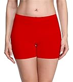 Merry Style Damen Shorts Radlerhose Unterhose Hotpants Kurze Hose Boxershorts aus Viskose MS10-283(Rot,L)