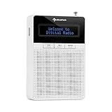 auna DigiPlug DAB - Steckdosen-Radio, DAB+ Radio mit RDS, UKW/PLL Tuner, Bluetooth, USB-Port, LCD-Display, mit integriertem Breitbandlautsprecher, weiß