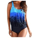 Xisimei Women Tankini Swimsuit Tummy Control Top with Shorts Two Piece Bathing S