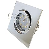 LED Decken Einbauleuchten 230V inkl. 6 x 7W SMD Modul - Dimmbar Farbe Chrom LED Einbaustrahler Laura Eckig 3000