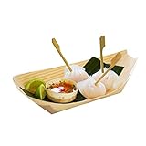 Hemoton 50Pcs Holz Sushi Boot Platte Holz Lebensmittel Tablett für Japanischen Sushi- Teller Gericht Fast- Food- Snack Nehmen Sie Serving Container Restaurant Party Geschirr (17X8x3cm)