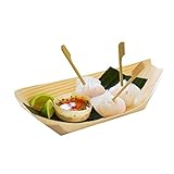 Hemoton 50Pcs Holz Sushi Boot Platte Holz Lebensmittel Tablett für Japanischen Sushi- Teller Gericht Fast- Food- Snack Nehmen Sie Serving Container Restaurant Party Geschirr (17X8x3cm)