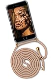 ONEFLOW Handykette 'Twist Case' Kompatibel mit iPhone 6s / iPhone 6 - Hülle mit Band abnehmbar Smartphone Necklace, Silikon Handyhülle zum Umhängen Kette wechselbar - Gold Beig