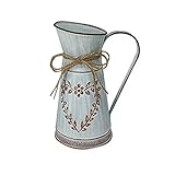 Banbry Blumenvase Herz Milchkanne Eisen Blumentopf Shabby Chic Deko Landhaus Vase Rustikal Blumeneimer Metall Eimer mit einzigartigem Herz- und Seil-Design für Heimdek