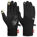 Thermo Handschuhe Herren Damen Winter Outdoor Sport Liner-Handschuhe Touchscreen Winddichte Warme rutschfest Leichte Laufen Fahren Joggen Fahrrad Wander Schwarz (L, ST02)