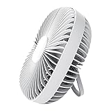DANLINI Deckenventilator, USB wiederaufladbar, 4000 mAh, Schreibtisch-Hänge-Ventilator mit LED-Laterne, 4 Geschwindigkeiten, Deckenventilator für Camping, Zelt, Outdoor, Schule, Zuhause, Weiß