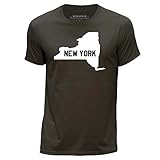 Stuff4 Herren/X groß (XL)/Dunkelbraun/Rundhals T-Shirt/USA Staat/New York