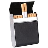 HQAA Zigarettenbox 20 Sticks Schwarz Zigarettenetui Für Männer Frauen Metall Zigarettenetui Vermischt Tragbare Zigarettenpackung Geschenk(Size:9.5 * 8.2 * 2.1cm)