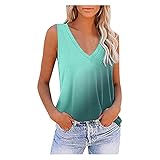 Tshirt Damen Kurzarm Sexy Tank Top Crop Tops Blusentop Strick Weste Top Damen Tunika ärmellose T Shirt Tunika Vest Lässige Druck Sommerbluse Shirt Casual V Ausschnitt Basic Shirt Sommer Ob