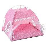 DJDEFK Welpenlaufstall Reines Baumwoll-Haustierzelt faltbares Zeltnest Geschlossene Haustier Nest Zelt Sommer und Vorräte Hund Moskito Kennel Net abnehmbar war (Color : One-Size-red)
