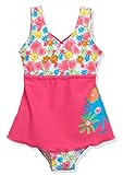 Playshoes Mädchen UV-Schutz Badeanzug mit Rock Blumenmeer Einteiler, Mehrfarbig (Pink 18), 122 (Herstellergröße: 122/128)