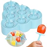 Eisform für Kinder,Eisformen Silikon,6 Kleine Eisförmchen, Mini Eisformen Eis Silikonform für Kinder,Klein Eisförmchen Popsicle Formen, Stieleisformer Eislutscher Formen, Ice Pop Maker,Baby,B