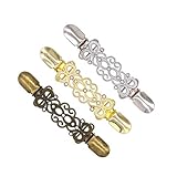 Fenical Pullover Clips Strass Blumen Spitze Design Cardigan Kragen Clip für Frauen Mädchen 3 Stück (Golden, Silber und Bronze)