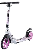 STAR SCOOTER Aluminium Kickscooter Roller Kinderroller Tretroller für Jungen und Mädchen ab 6 - 7 Jahre ★ Big 205mm Wheel Scooter Premium Cruiser für Kinder und Erwachsene ★ Weiß & L