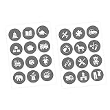 nikima Schönes für Kinder Möbelaufkleber Ordnungssticker für Spielzeug Weiss/GRAU - Möbelfolie Kinderzimmer, Ordnung Lernen, Aufbewahrung, Ordnungssy