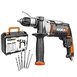 WORX WX318 Schlagbohrmaschine 810W mit robustem Metall-Getriebegehäuse, stufenloser Drehzahlregulierung, Tiefenanschlag, werkzeuglosem Bohrfutter uvm. – Exaktes Bohren in Holz, Beton & S