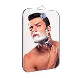 Zhioudz Beschlagfreier Rasierspiegel zum Rasieren,Duschspiegel Badspiegel, Fogless-Duschspiegel,mit 1 Klebehaken, Abnehmbarer Wandbefestigung,Rahmenloser Duschspiegel (1 PCS,13x17cm)
