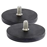 2x Neodym Magnete Gummiert Ø 66mm Mit M8 Außengewinde 22 KG Zugkraft Flachgreifer Magnet Scheibe Topfmagnet Gummi Runde Magnete mit Gewinde für Schrauben Öse oder Hak