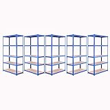 G-Rack Schwerlastregal, 5 Blaue Lagerregale 5 Fächer - für Keller, Werkstatt, Abstellraum, Garage - Metall I 180 x 120 x 45 cm I 175 kg Last je Regalboden (Total 875 kg) I 5 Jahre G