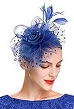 Zivyes Fascinator-Hut für Damen, Teeparty, Haarband, Kentucky Derby, Hochzeit, Cocktail, Blume, Netz, Federn, Haarclip - - Einheitsgröß