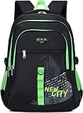 Schultaschen Jungen Schulranzen Jungen Teenager Schulrucksack Jungen Schultasche Rucksack Schule Schwarz Grü