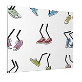 M-shop Gemälde 40,6 x 50,8 cm Cartoon Comic Book Style Walking Feet Bunte Sport Sneaker Schuhe Schuhe Mode Grafik Mehrfarbig Panorama Leinwand Wandb