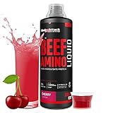 Body Attack-Beef Amino, fruchtig leckere & flüssige Protein Quelle, 30g Protein pro Tagesration, hochdosierte Aminosäuren vom Rind, 4800mg EAA & 2100 mg BCAA-Made in Germany-1000ml (Cherry)