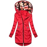 Caixunkun Hoodies for Women Button Down Tops Casual Drawstring Long Sleeve Sweatshirts Fall Tops(Red, S)