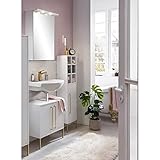Badezimmer Kombi in Kreideweiß mit Griffen in goldfarben, B/H/T: ca. 102,5/200/30,1