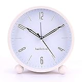 ITING 11,4 cm runder geräuschloser Wecker, modischer einfacher Stil, batteriebetrieben mit Schlummerfunk