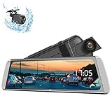 Dash Cam Spiegel 10 Zoll 1080P Touchscreen vorne und hinten, GPS Tracking Kamera für Auto Video Streaming mit verbesserter Nachtsicht Loop Aufnahme Einpark