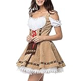 AOCRD Kostüm Bayerisches Damen Trachtenkleid,Oktoberfest Dirndl,Mode Dienstmädchenkleidung,Trendiger Stil Bier Mädchen Uniform U-Ausschnitt Kurzarm Kleid.S-3XL