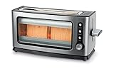 Trebs 99320 Infrarot Automatik-Toaster mit Sichtfenster im Edelstahldesign, 7 Bräunungsstufen, für bis zu 2 Toastscheiben, Brotlift, Krümelfach, Auftauen, Rösten, Aufwärmen, 900 W