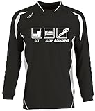 Coole-Fun-T-Shirts Torwart EAT Sleep Torwart Kinder Torwarttrikot schwarz, Kids 10-12 J