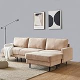 DADEA Ecksofa mit Schlaffunktion, Eckcouch Couch mit Schlaffunktion und Bettkasten Ottomane L-Form Schlafsofa Bettsofa Polstergarnitur, Modern Fabric Sofa, 3 Seater with Ottoman - 266