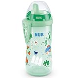 NUK First Choice Kiddy Cup Trinklernbecher | 12+ Monate | auslaufsichere | beißresistenter Trinkschnabel | Clip & Schutzkappe | 300 ml | BPA-frei | Grü