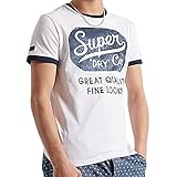 Superdry Herren Workwear Ringer-T-Shirt mit Standardgewicht Brilliant Weiß XL
