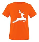 Comedy Shirts - Springender Hirsch - Jungen T-Shirt - Orange/Weiss Gr. 134-146