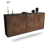 Dekati Sideboard Lakewood hängend (180x77x35cm) Korpus anthrazit matt - Front rostigen Industrie-Design - Push to Op